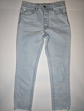 Armani Exchange J51 Carrot Fit Jeans Womens Size 27 Light Wash Button Fly Frayed